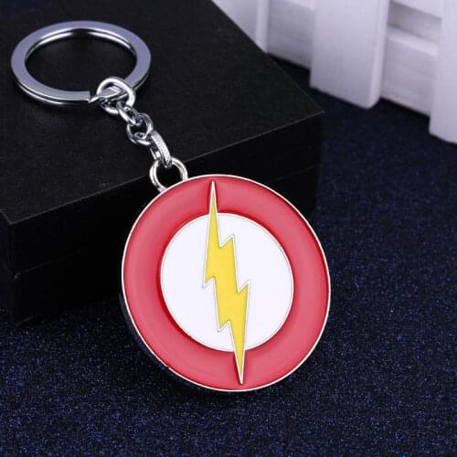 Lightning Logo Keychain Round Metal Pendant Key chain Movie Keyring Gift Key Holder For Car Souvenirs