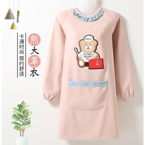 Fashionable cute smock apron kitchen oil-proof long-sleeved apron anti-dressing home with sleeve apron