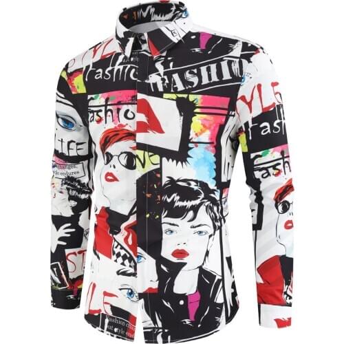 Men Shirts 2020 New High Quality Mens 3D Digital Printed Single Breasted Hip Hop Long Sleeve Mens Shirts