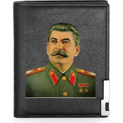 Classic CCCP Great Leader Stalin Mens Wallet Leather Purse For Men Credit Card Holder Short Male Slim Coin Money Bags