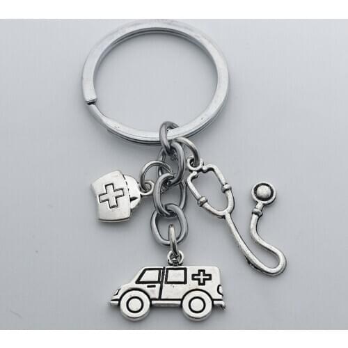 New Hospital Pendant Keychain Stethoscope Medical Box Ambulance Keychain Medical Worker Jewellery Graduate Gift