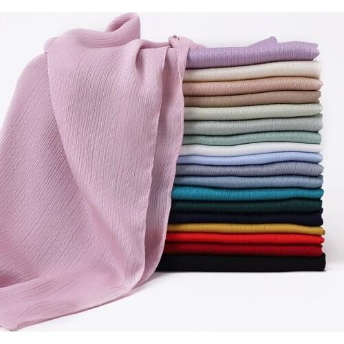 Premium Silk Feeling Crinkle Hijab Solid Color Dot Scarf Muslim Satin Shawls Headband Islamic Headscarf Echarpe Foulard Femme