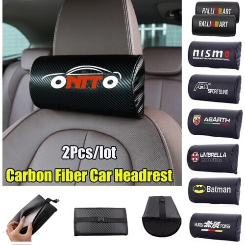 2pcs/lot Carbon Fiber Car Headrest Neck Safety Pillow Pad Auto Interior Accessory For bmw audi benz skoda mazda toyota all car