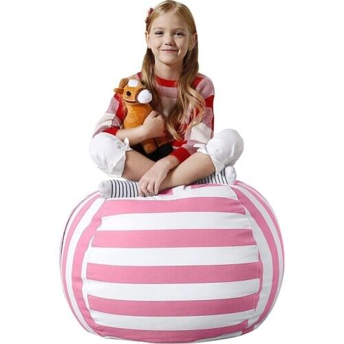 32" Portable Baby Chair Stuffed Animal Toys Storage Bean Bag Chairs for Kids Bedroom Playroom Storage Bags Comfortable Sofa