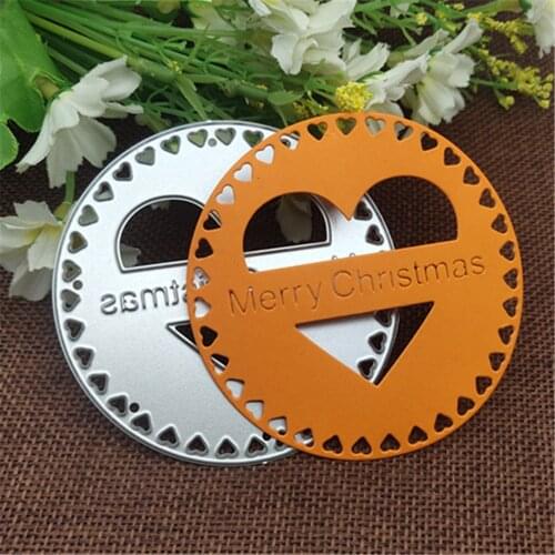 Merry Christmas Circle hear Metal Cutting Dies Stencils For DIY Scrapbooking Decorative Embossing Handcraft Die Cutting Template