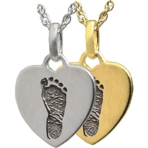 Footprint Patterned Heart Shaped Silver / Gold Necklace