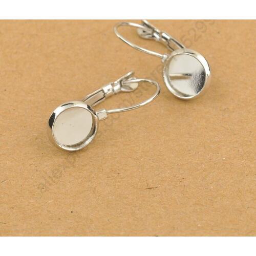 Latest Design White Gold Color Lever Back Earwires Jewelry Earring DIY Making Accessories Finding For 8mm Beads 50pcs