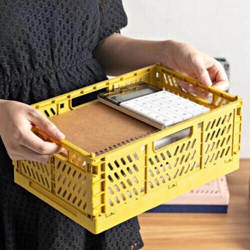 DIY Folding Plastic Desktop Storage Box Collapsible Mini Stationery Organizer Basket Large Capacity Cosmetic Sundries Organizer