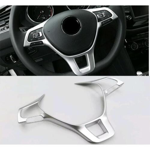 Car styling 1pcs Chrome For VW Volkswagen Tiguan 2016 2017 Steering wheel botton cover trim