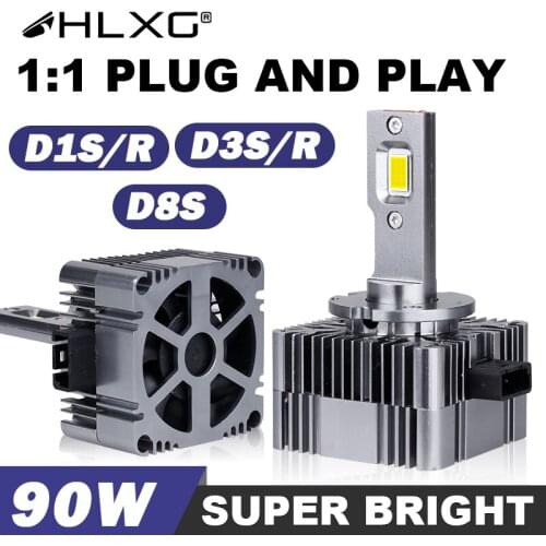 HLXG D1S D3S LED Lamp 20000LM Plug and Play 1:1 Xenon size D8S D1R D3R Car LED Headlight LED 90W White Auto Bulb Conversion Kit