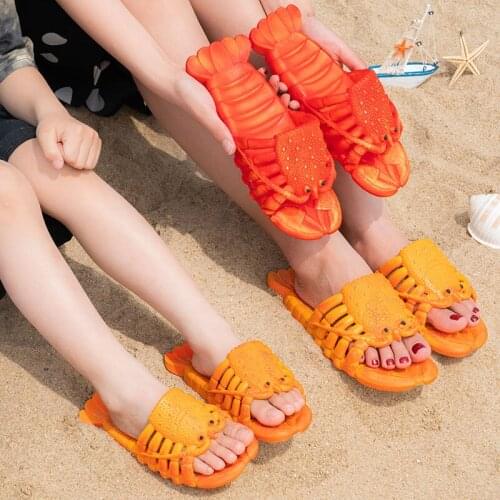 Creative Lobster Slippers for Male Female Kids Bathroom Non-slip Shoes Mens Summer Beach Shoes Size33-47 Man Crawfish Slipper