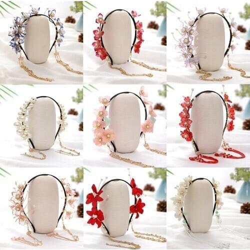 Vintage Flower Colorful Hairbands For Kids Hair Accessories Festival Performance Flower Headdress Girls Pearl Tassel Headbands