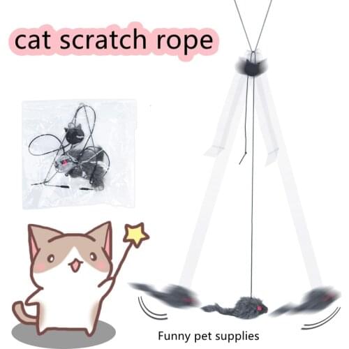 Retractable Hanging Door Type Funny Stick Cat Scratching Rope Mouse Cat Toy Funny Cat Stick Pet Supplies Pet Accessories