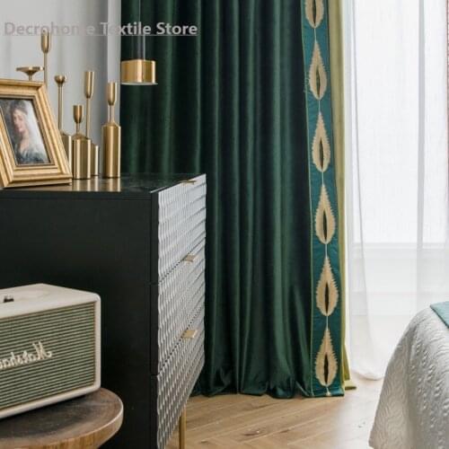 Custom New Chinese Style Blackout Flannel Curtain Screen Velvet Curtain Fabric Lace Curtains for Bedroom Living Room