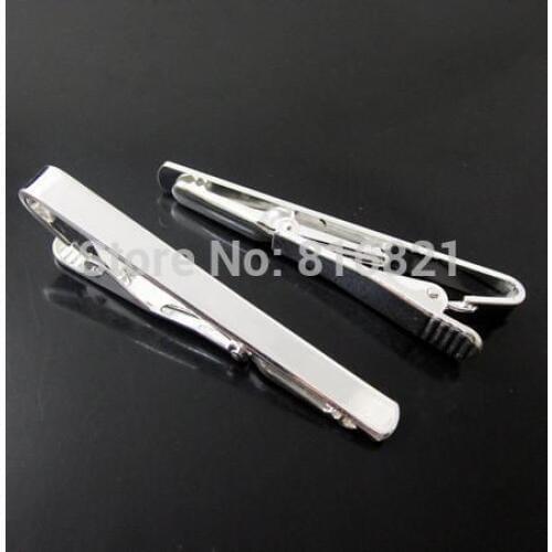 Tie Clip Bar Blank Bezel Settings, Rhodium tone plated Brass, Tie Clips Clasps Mens Jewelry Findings, 50 pcs/lot