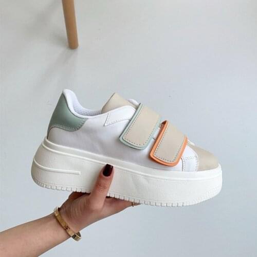 Womens Sneaker Casual PU Leather Platform Sport Velcro Shoes Fashion Walking Ladies Shoe Sneakers 2021 Spring Autumn