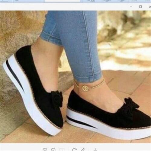 Womens Shoes 2020 Summer New Large Size Casual Sneakers Single Shoes Women Wedge Heel Thick Bottom Bow Single Shoes Women