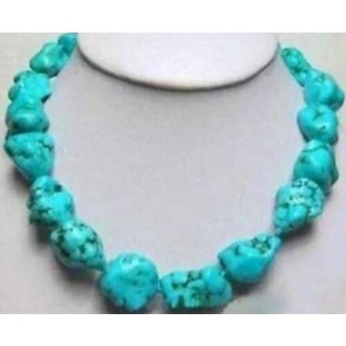 Woman Fashion jewelry 18mm Light blue baroque stone beads handmade Necklace gift 18'' 45cm