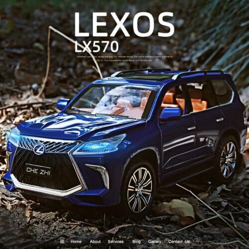 1:24 lexus LX570 alloy pull back car model diecast metal toy vehicles with sound light 6 open doors for kids gift free shipping