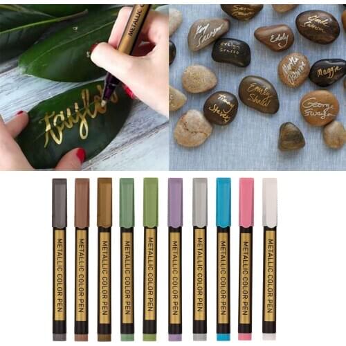 10Pcs Metallic Paint Markers for Craft Art Markers Metallic Pens DIY Metallic Waterproof Permanent Paint Marker Pens
