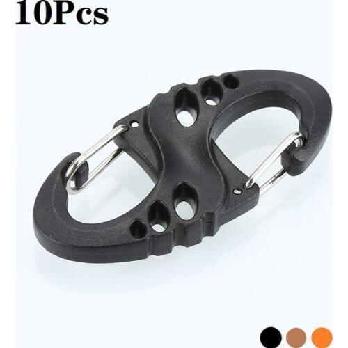 10Pcs Outdoor 8-Shaped Camping Mountaineer Kettle Buckle Hanging Hook Backpack Tactical Mini Portable Keychain Metal Carabiner