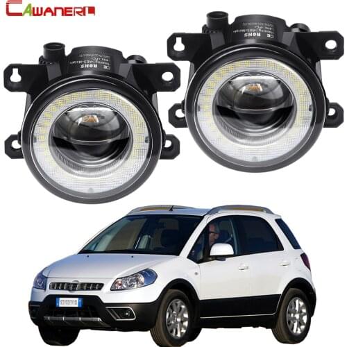 2 Pieces Car Left + Right Fog Light Assembly LED Angel Eye DRL Daytime Running Light 30W 8000LM 12V For Fiat Sedici 2009-2016