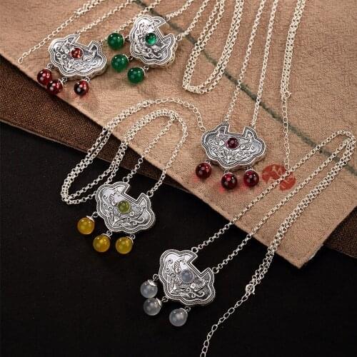 2018 Special Offer Carnelian New S990 Coin Antique Pattern Mosaic Jade, Pomegranate Ruyi Lady Pendant Chain Wholesale