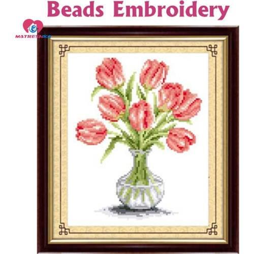 21cm x 25cm beads embroidery Accurate printed Flower Partial beadwork crafts needlework diy craft patchwork accessories handmade