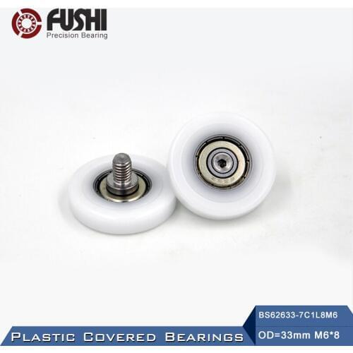 626ZZ Screw Pulley Bearing OD 33 mm M6*8 ( 2 PCS ) Doors and Windows Roller Mute Wheel POM 626 Plastic Covered Bearings