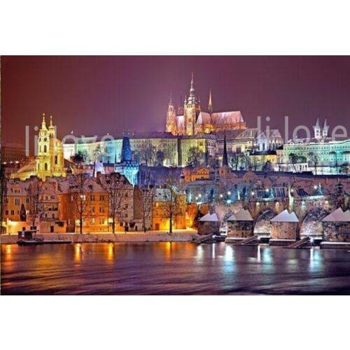 3D Full round Diamond painting cross stitch Prague Castle full square Diamond mosaic 5D Diamond embroidery landscape Decor FG231