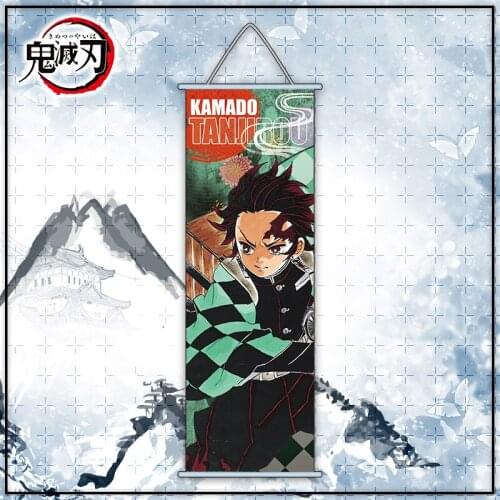 Anime Demon Slayer Kimetsu No Yaiba Scroll Hang Painting Cartoon Kamado Tanjiro Poster Wall Picture Toy Home Decoration Gift