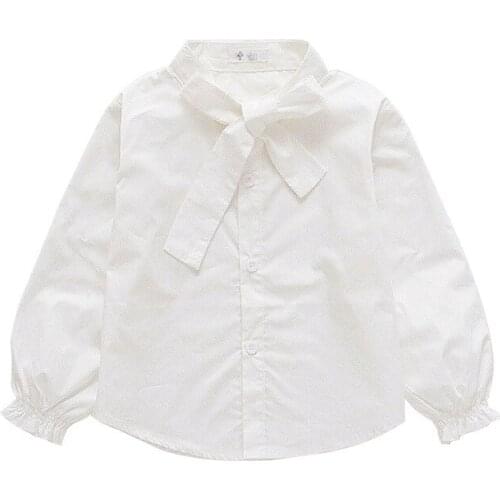 Girl White Shirts Kids Fashion 2021 Fall Bow Toddler Clothes Girls Tops Children Blouse Spring Autumn