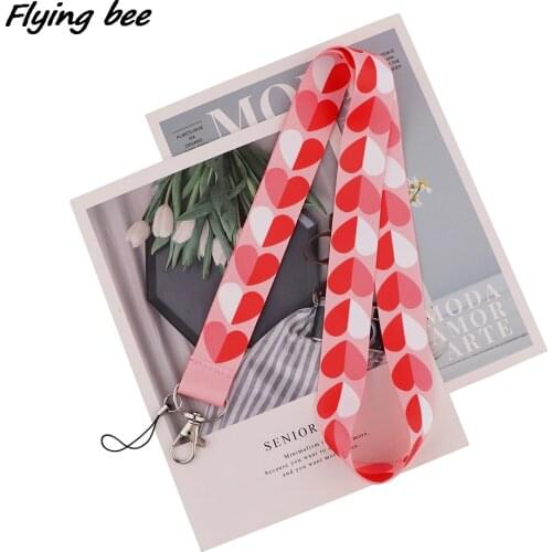 Flyingbee Heart-shaped Keychain Tags Strap Neck Lanyards For Keys ID Card Pass Gym Phone USB Badge Holder DIY Hang Rope X2026