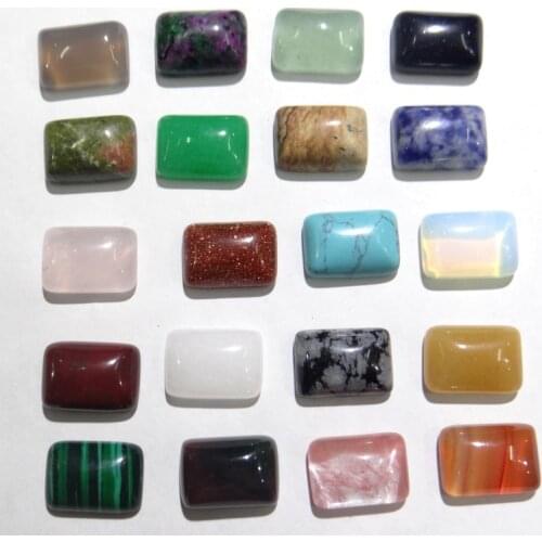 2019 new fashion mixed assorted natural stone 30pcs Rectangle Cabochon beads 10*14mm No Hole for jewelry making Necklace ring