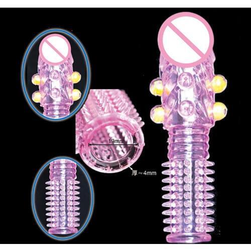 Candiway Lengthen Crystal Dotted Extension Condom Penis Sleeve Male Delay Ejaculation Clit Massager Adult Sex Toys For Couple
