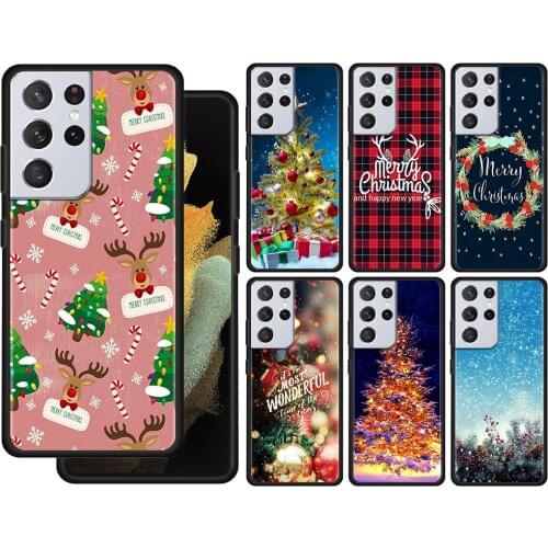 Case For Samsung Galaxy S21 S20 UltrA S21 S20 FE S10 S9 S8 Plus S7 Edge S10Lite S10e Shell Cover Merry Christmas Tree SnowFlakes