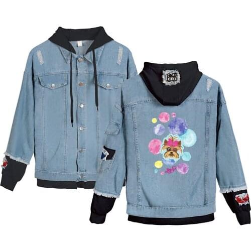 Jojo Siwa Bitch Club Jeans Jacket Denim Jackets Denim Hoodies Coat Sweatshirt Jackets Hip Hop Casual Fashion Button Denim Hoodie