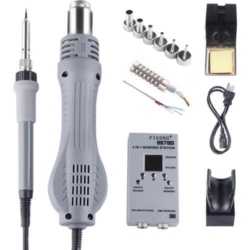 Electricity soldering iron Hot air gun desoldering station two one LED Digital Portable BGA Rework Electronic phone repair tool