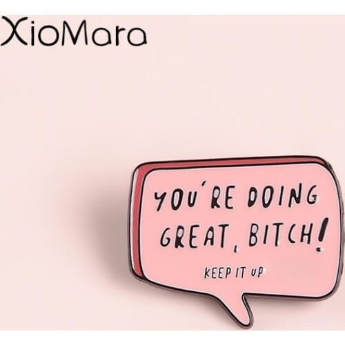 You Are Doing Great Enamel pin Inspirational Text Box Quote Slogan Rectangle Pink Jewelry Badge Brooches pins For Friends