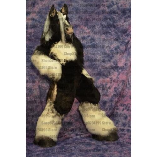Customised #M23 horse black Furry Fursuit Suit Mascot Costume Cosplay Animal Party Fancy Dress Carnival Birthday Gift
