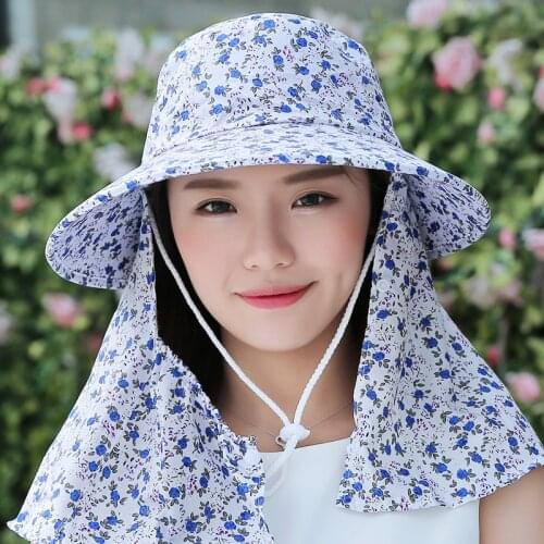 Women Summer Sun Hats Floral Camouflage Sun Visor Hat With Big Heads Wide Brim Bicycling Beach Hat UV Protection Female Cap