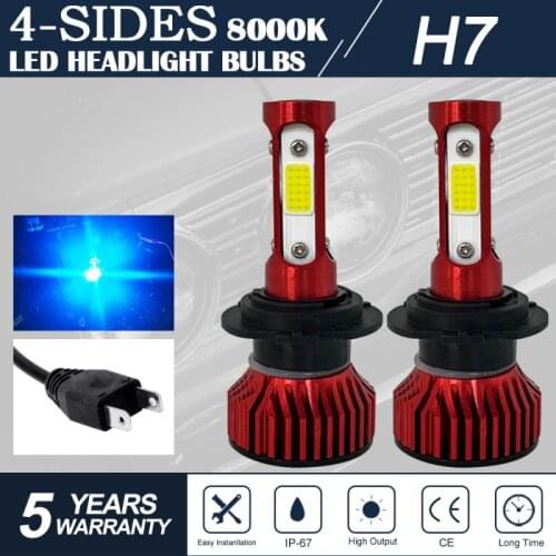 8000k Red Car Headlight H7 LED Headlight Fog Lamp Car Bulb Kit 20w 8000lm 6000k White IP68 Waterproof Car Headlight Bulbs 22W
