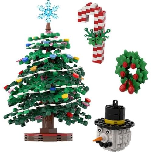 MOC Tree Christmas Old Man Cane Building Block Wreath Christmas Model Home Decoration Atmosphere Bricks Childrens Toy Gift