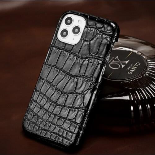 Natural Crocodile Leather Matt Phone Case for iPhone 12 Pro Max 12 Mini 11 Pro Max X XS Max XR 7 8 Plus SE 2020 Luxury Cover
