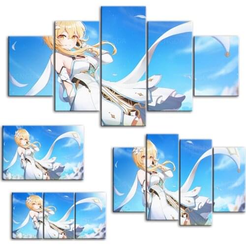 Home Decor Modular blue dream girl genshin impact Poster Pictures Wall Art Canvas Printed Painting Living Room Modern Artwork