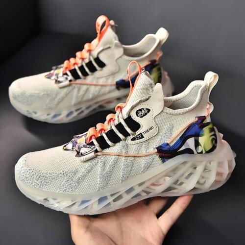 Mens Reflective Running Shoes Design Chinese style Sole Breathable Mesh Sneakers Comfortable Cushioning Chunky Shoes Zapatillas