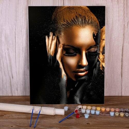 Black And Gold Woman DIY Paint By Numbers Kit Acrylic Paints 40*50 Painting On Canvas Loft Picture Crafts For Handiwork