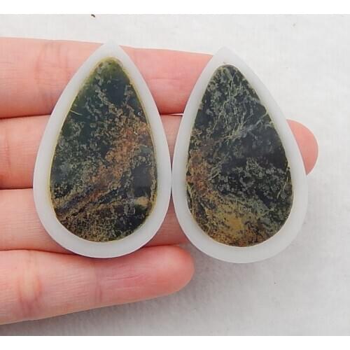 Natural Green Opal with White jade Earrings Jewelry,Charms Women Earrings Jewelry Gift Gem Customized,45x28x4mm，17.5g