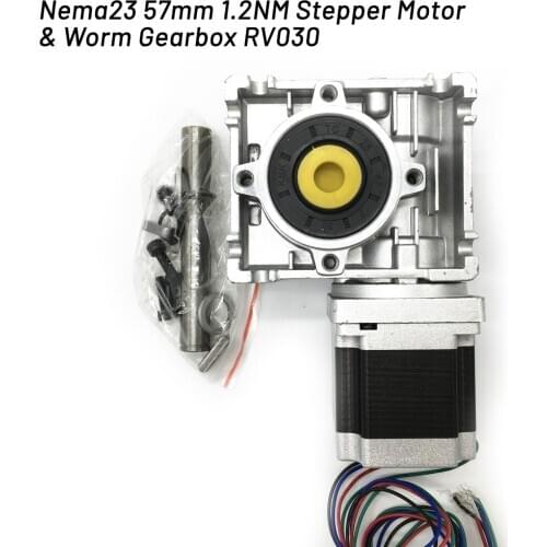 Nema23 Stepper Motor 1.2NM 172Oz-in 3A 56MM & Worm Gearbox RV030 5:1 Speed Reducer 14mm Output Kit Convert 90 Degree CNC Router