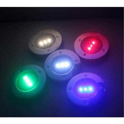 New Arrival 3 LED Solar Waterproof Underground Light Lamp Round Floor Lamps Garden Road Lights Free Shipping